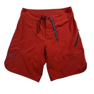 Flylow Mountain Bike Shorts Mens Small Rust Red Drawstring Stretch